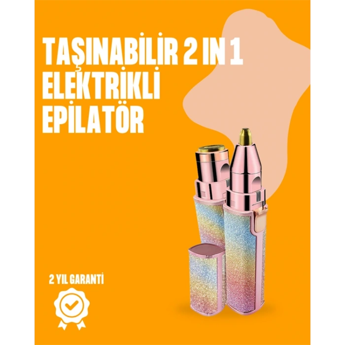 VipMarketim Mini USB Şarjlı Elektrikli Epilatör – Kaş ve Yüz Tüy Temizliği İçin 2si 1 Arada