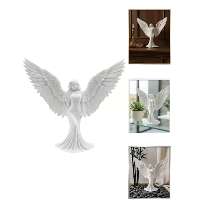 VipMarketim Minimalist Melek İnsan Figürlü 3D Heykel Dekoratif Biblo Ev Dekoru