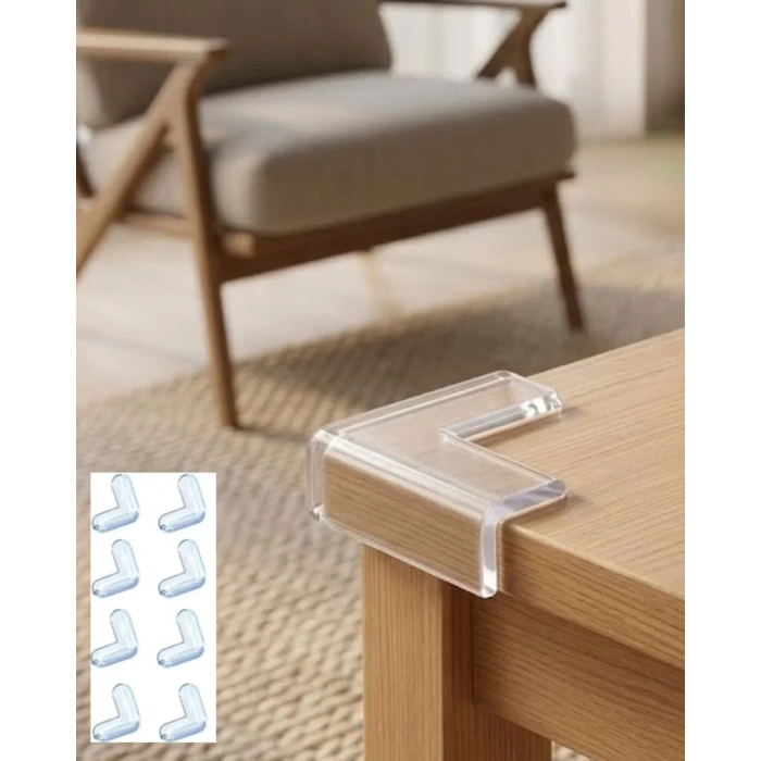 VipMarketim Mobilya Köşe Koruyucu 8 Adet Şeffaf Masa Kenarı Koruma Aparatı