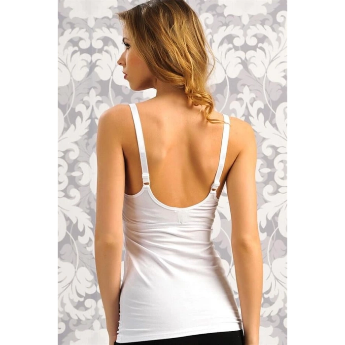 VipMarketim Modal Pamuklu Lohusa Önden Açılan Beyaz Emzirme Atleti