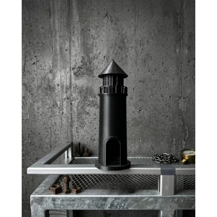VipMarketim Modern Tasarımlı 3D Siyah Deniz Feneri Ev Dekor Objesi