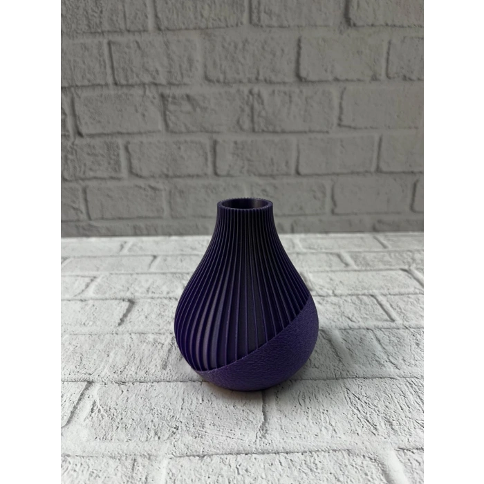 VipMarketim Mor Çizgili Dekoratif Vazo 11 cm Modern Tasarım Aksesuar