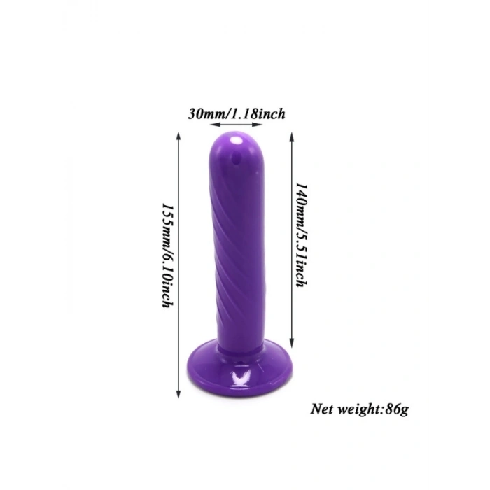 VipMarketim Mor Double Dong Titreşimli Belden Bağlamalı Çift Taraflı Bisex Dildo Vibratör model 2