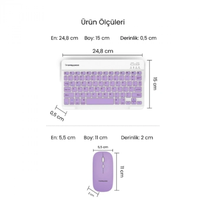 VipMarketim Mor Kablosuz Klavye Ve Mouse Seti