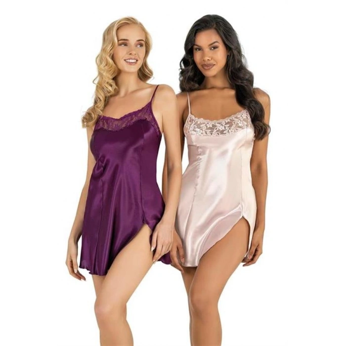 Vipmarketim Pudra Kısa Saten Gecelik (kod:8217)