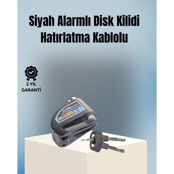VipMarketim Motosiklet ve Bisiklet İçin 6mm Pinli Alarmlı Disk Kilidi