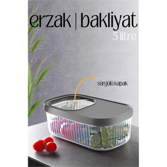 VipMarketim MultiBox Erzak Bakliyat Kutusu Sürgülü Kapak 5 Litre