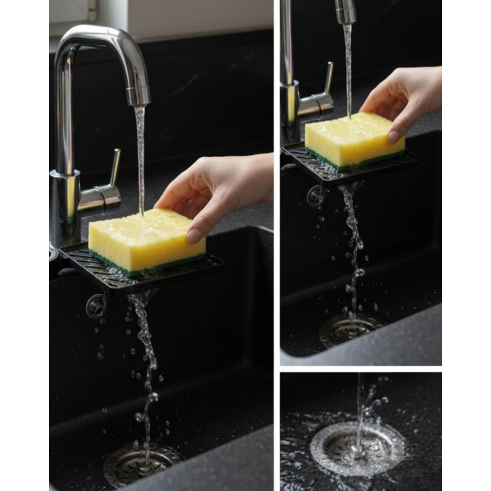 VipMarketim Musluğa Monte Sünger Organizeri Hijyenik Drenajlı Pratik Tasarım