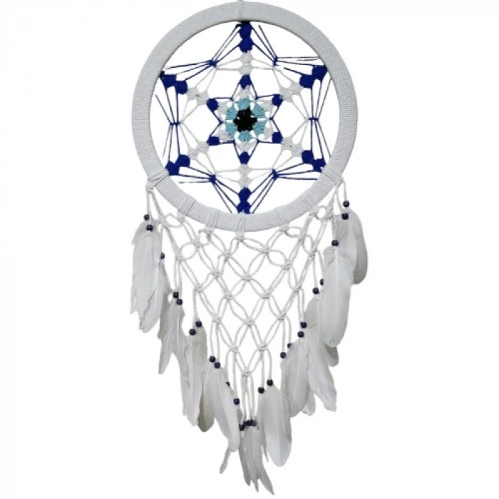 VipMarketim Nazar Boncuğu Renklerinde Yıldız Motifli Büyük Boy Düş Kapanı Duvar Dekoru