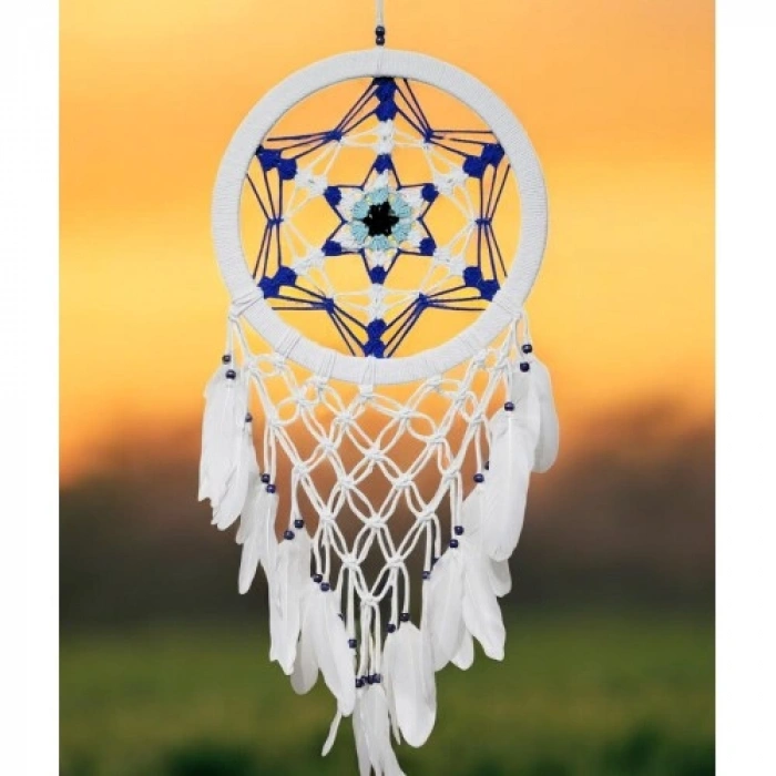 VipMarketim Nazar Boncuğu Renklerinde Yıldız Motifli Büyük Boy Düş Kapanı Duvar Dekoru