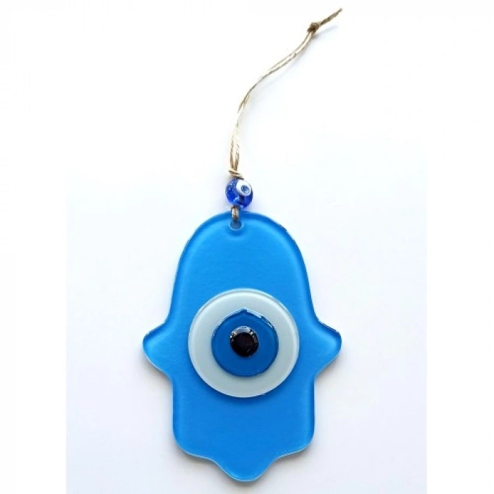 VipMarketim Nazar Boncuklu Bebek Mavisi Renginde Fatma Ana Bereket Eli Cam Duvar Süsü