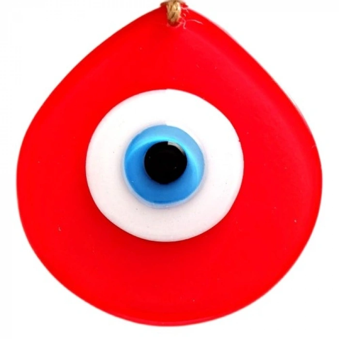 VipMarketim Nazar Boncuklu Damla Model Nar Çiçeği Rengi El Yapımı Cam Duvar Süsü