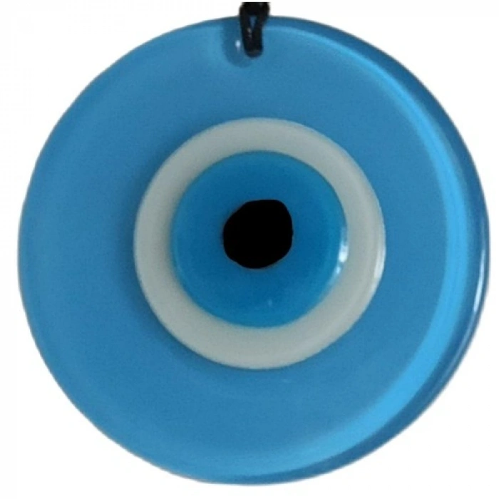 VipMarketim Nazar Boncuklu Deri İpli Bebe Mavisi Renginde Cam Duvar Süsü