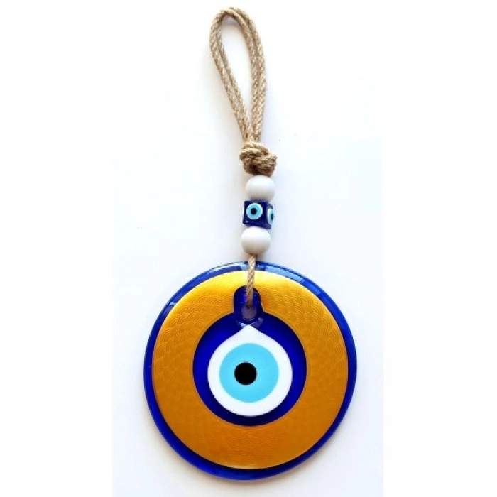 VipMarketim Nazar Boncuklu Gold Renk Kaplama Cam Duvar Dekoru