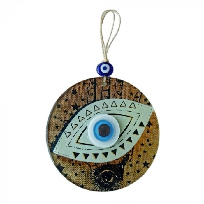 VipMarketim Nazar Boncuklu Göz Desenli Füzyon Cam Duvar Süsü