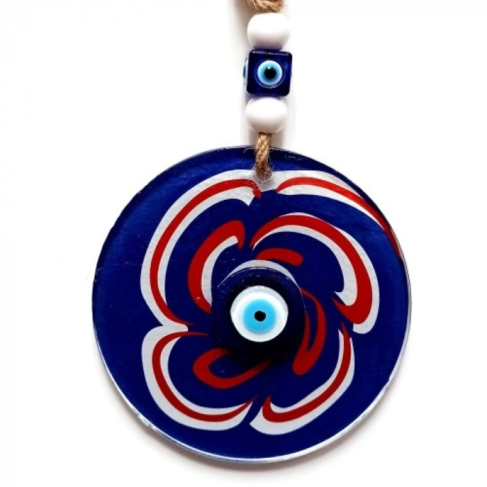 VipMarketim Nazar Boncuklu Lacivert Şeker Modelli Cam Duvar Süsü