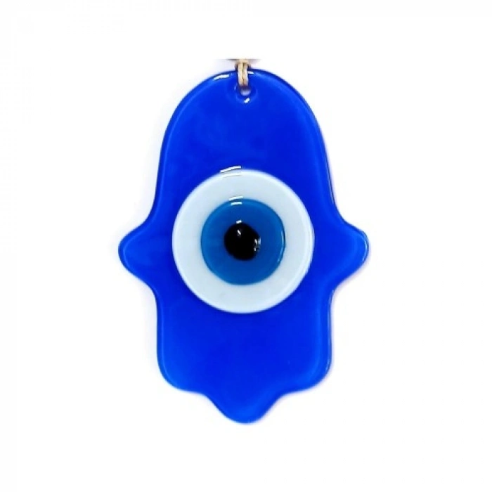 VipMarketim Nazar Boncuklu Mavi Renk Fatma Ana Bereket Eli Cam Duvar Süsü