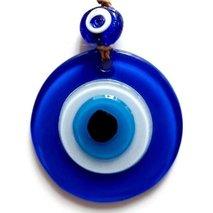 VipMarketim Nazar Boncuklu Mavi Renk Mini Duvar Süsü Dekoratif Hediyelik Cam Eşya