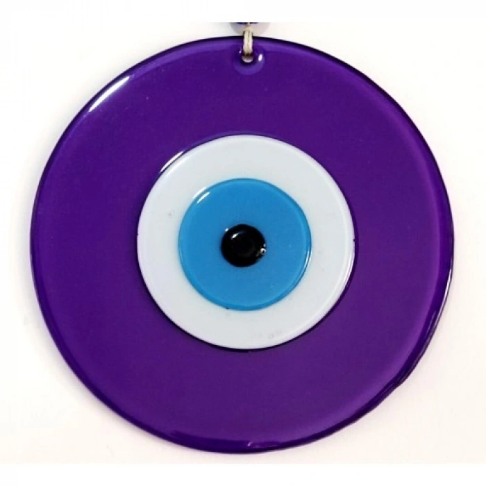 VipMarketim Nazar Boncuklu Mor Renk 20 Santimetre Çapında Cam Duvar Süsü