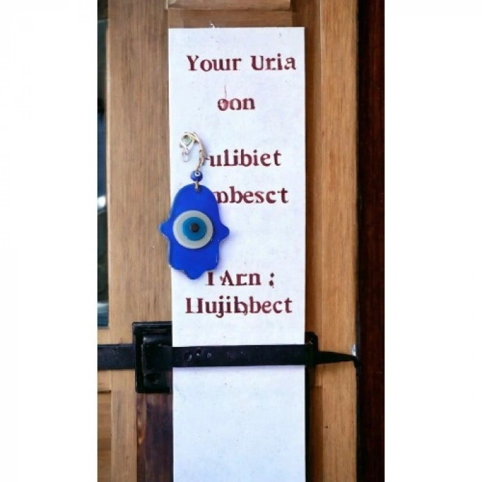 VipMarketim Nazar Boncuklu Şeffaf Mavi Fatma Ana Bereket Eli Cam Duvar Süsü