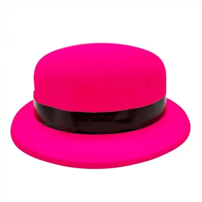 VipMarketim Neon Partisi Pembe Renk Melon Plastik Parti Şapkası