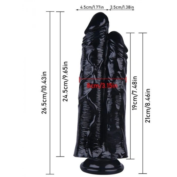 VipMarketim Noctis 26,5cm Siyah Çiftli Dildo No:111