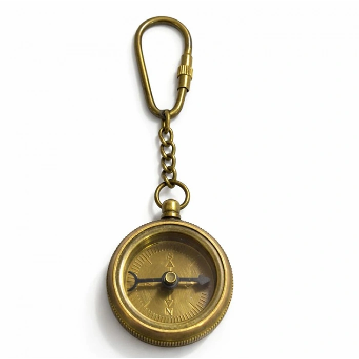 VipMarketim Nostaljik Pirinç Pusula Figürlü Anahtarlık