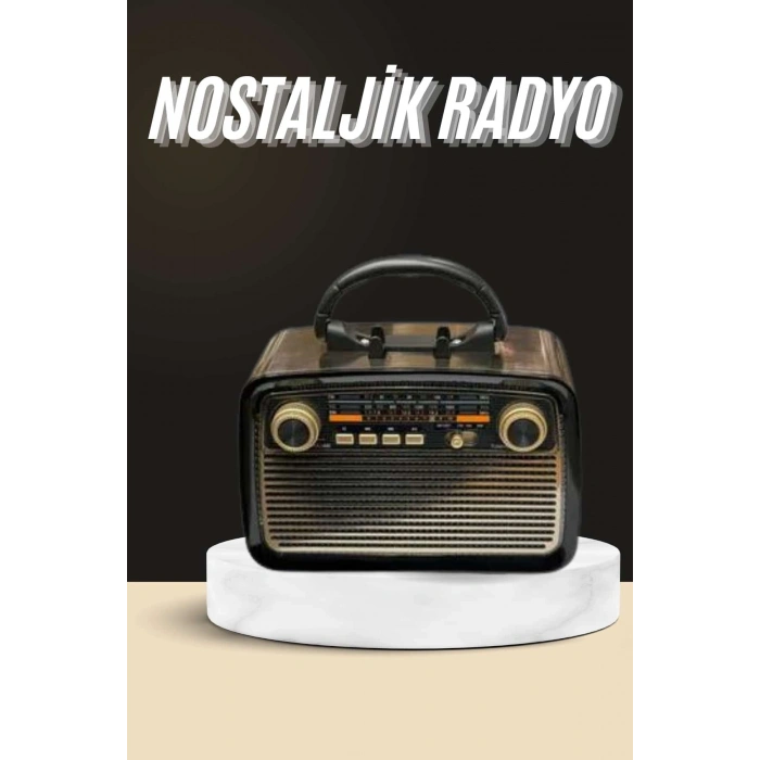 VipMarketim Nostaljik Radyo Bluetooth Bağlantılı Müzik Kutusu Ahşap