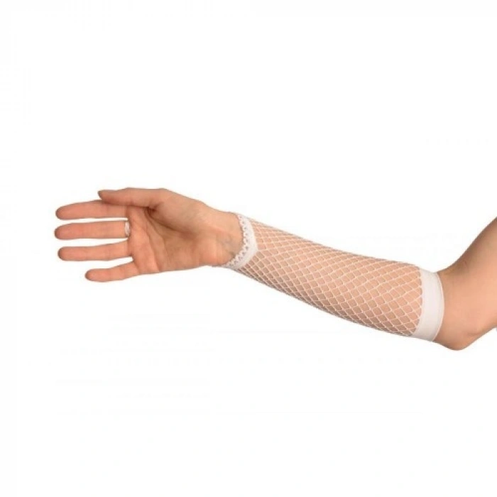 VipMarketim Örgü Beyaz Parmak Arası File Eldiven 26 cm