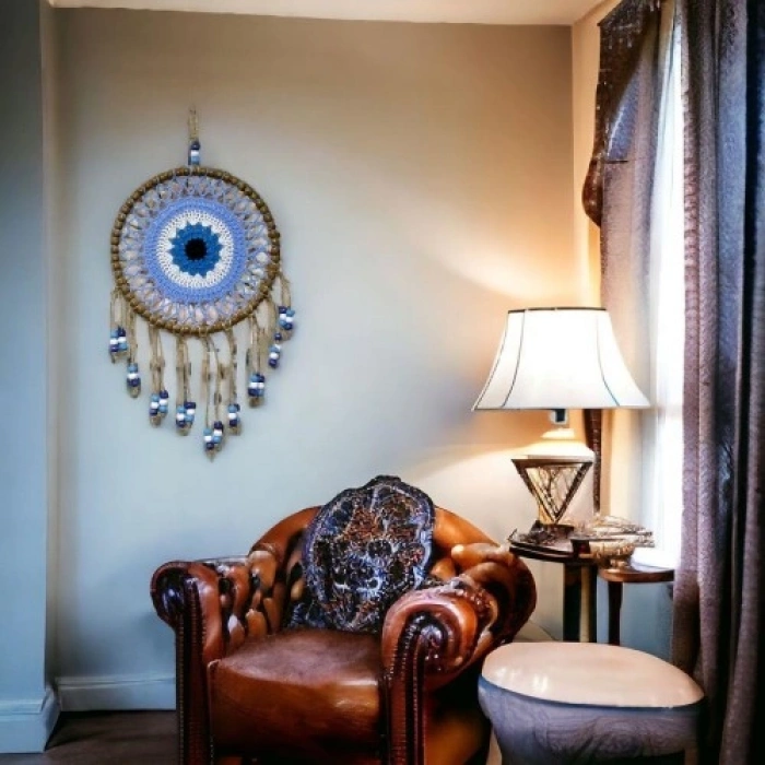 VipMarketim Örgülü Duvar Süsü Buz Mavisi Örgü Duvar Süsü