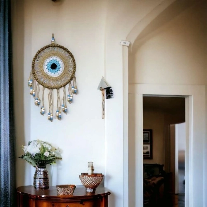 VipMarketim Örgülü Duvar Süsü Capucino Kahvesi Duvar Süsü Boncuklu