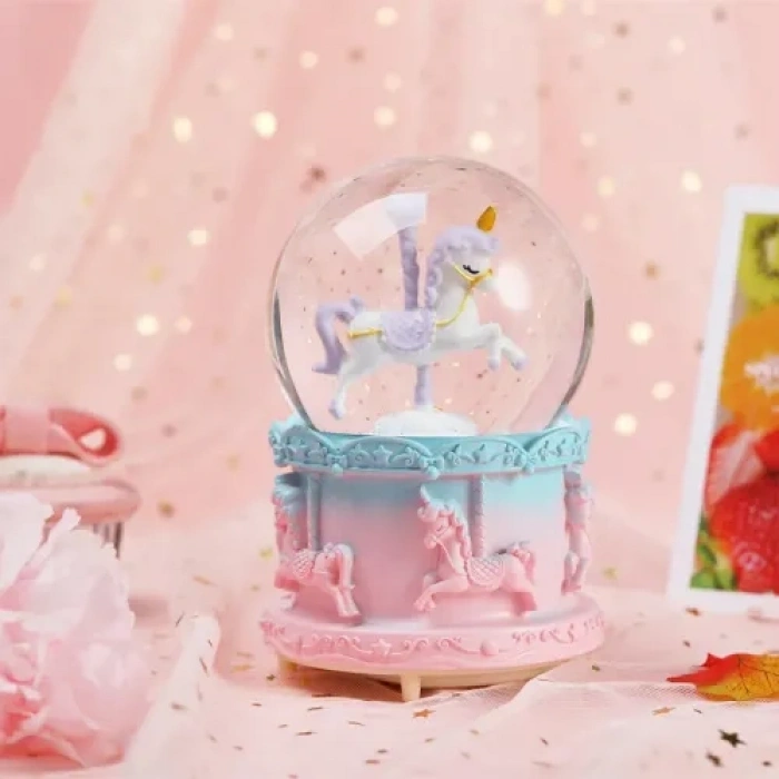 VipMarketim Orta Boy Işıklı Unicorn Kar Küresi