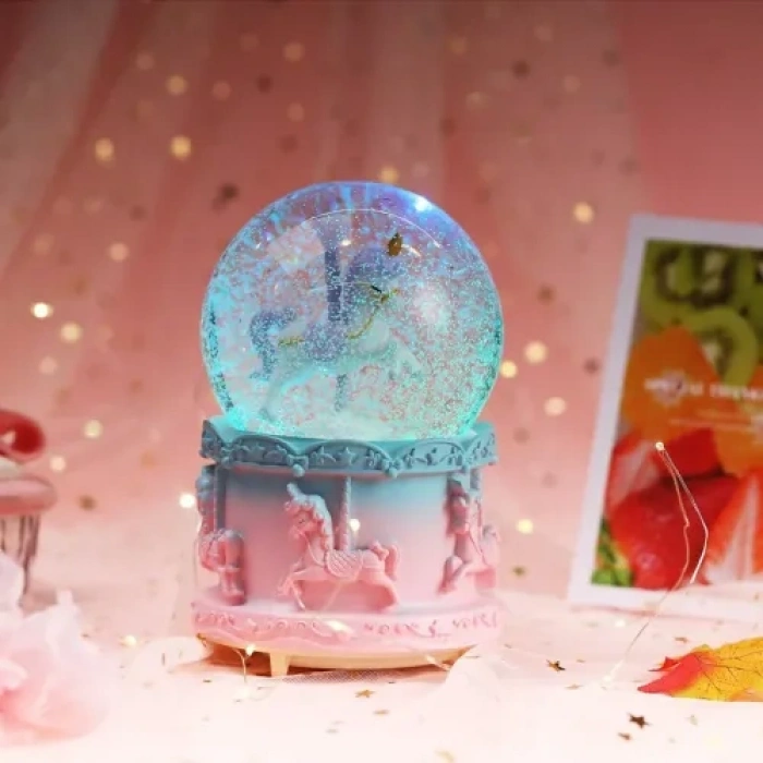 VipMarketim Orta Boy Işıklı Unicorn Kar Küresi