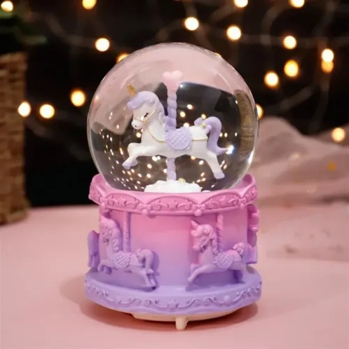 VipMarketim Orta Boy Işıklı Unicorn Kar Küresi
