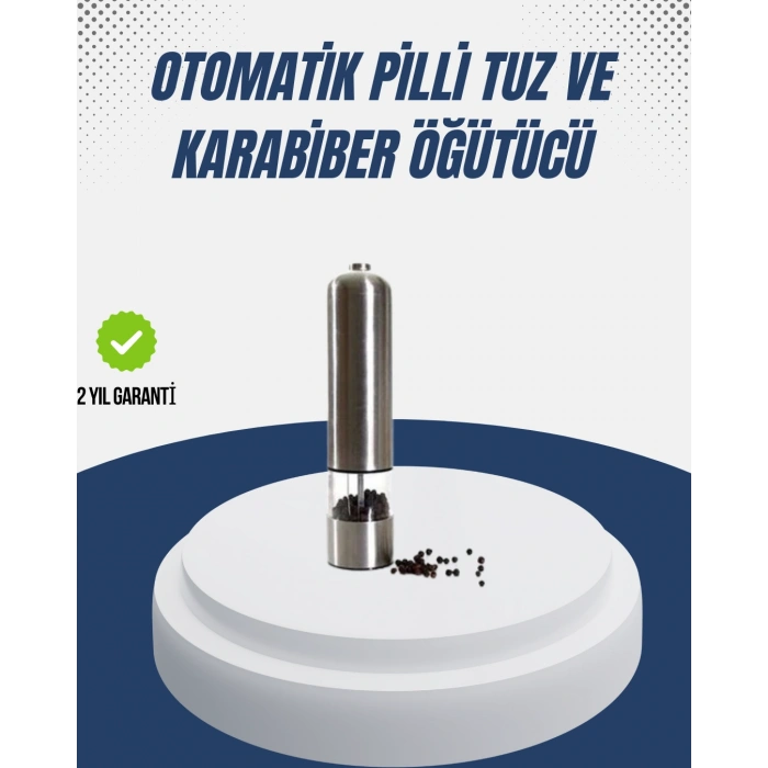 VipMarketim Otomatik Baharat Değirmeni Paslanmaz Gövde Ergonomik Tasarım