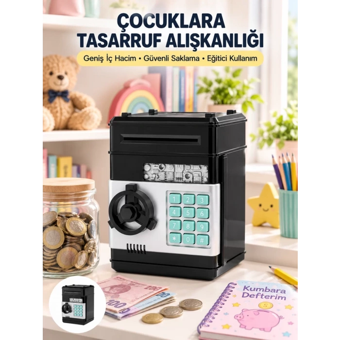 VipMarketim Otomatik Para Çeken Şifreli ATM Tasarımlı Kumbara