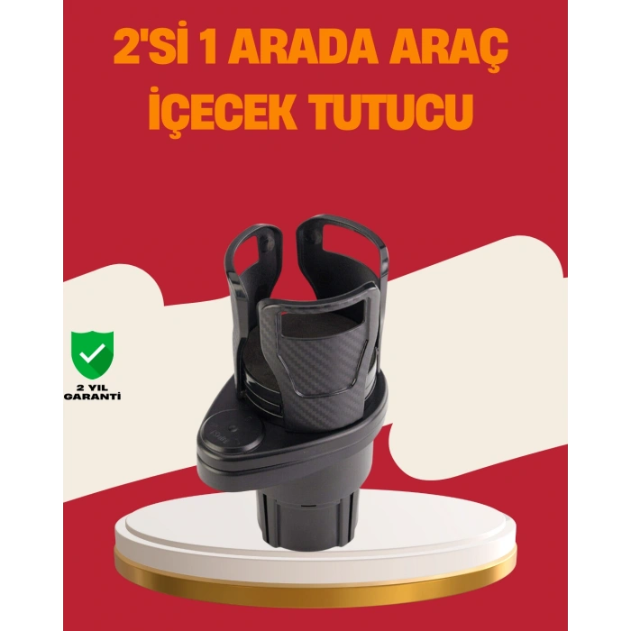 VipMarketim Otomobil Bardak Tutucu İkisi Bir Arada 360° Dönebilen Geniş Kapasiteli