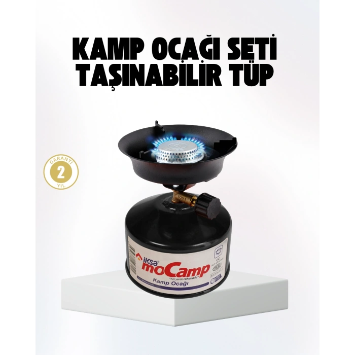 VipMarketim Outdoor Kamp Ocağı Gazlı Taşınabilir Pişirme Seti Üç Ayaklı Denge Aparatlı