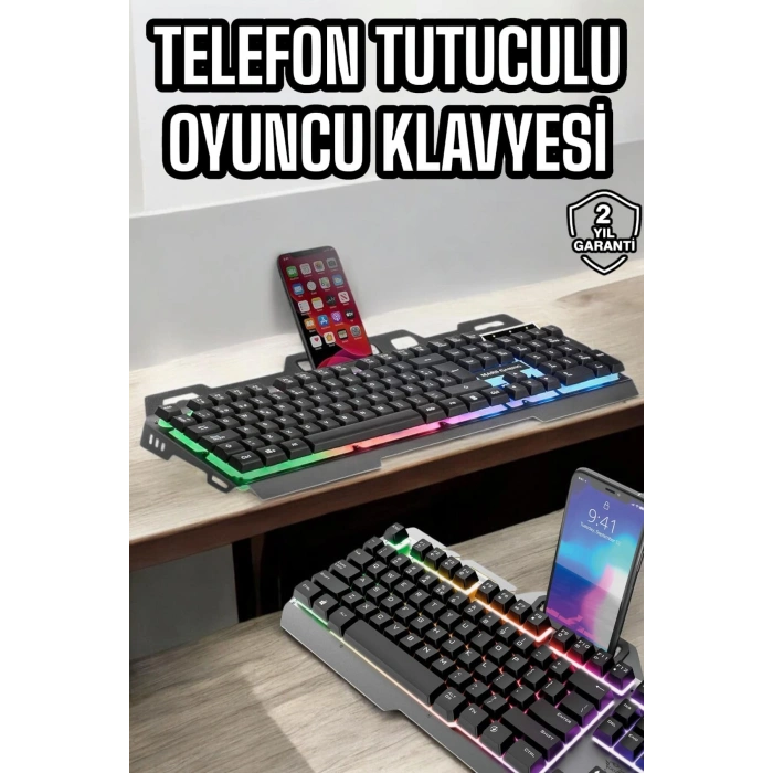VipMarketim Oyuncu Klavyesi Q Klavye RGB Işıklı Mouse Hediyeli