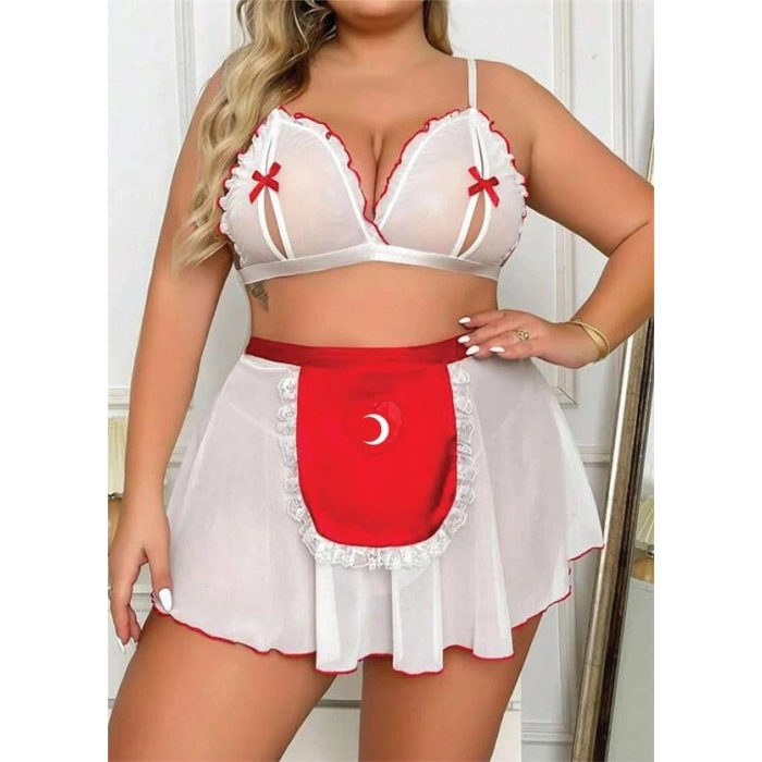 VipMarketim Özel Tasarım Büyük Beden Fantezi Hemşire Kostümü