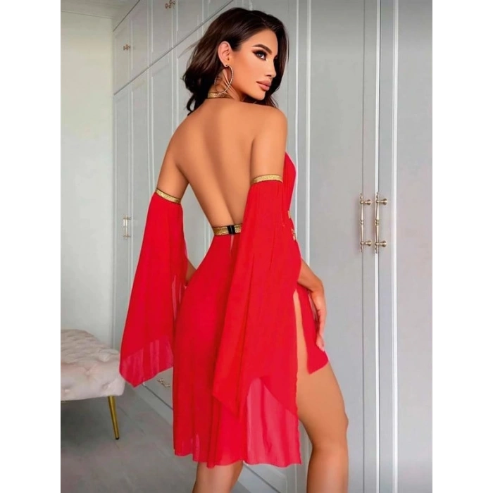 Vipmarketim Özel Tasarım Kırmızı Dansöz Kostümü