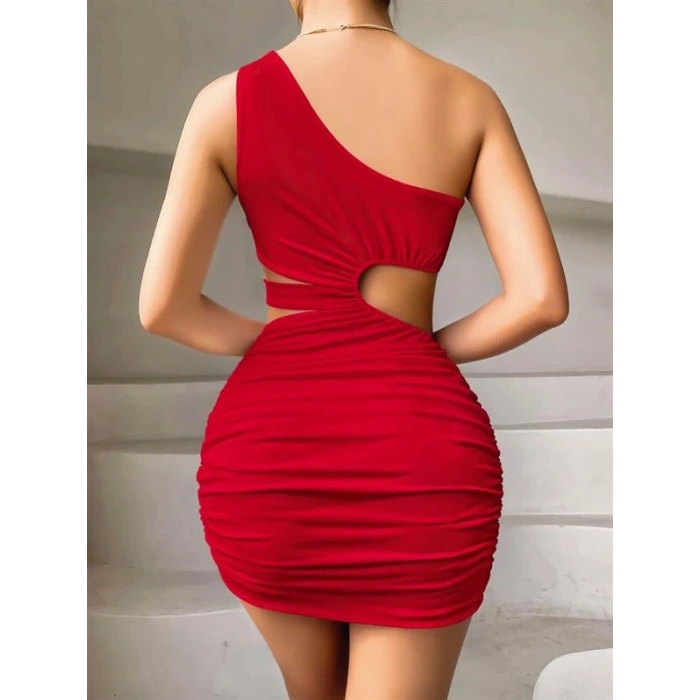 VipMarketim Özel Tasarım Kırmızı Fantezi Mini Club Elbisesi