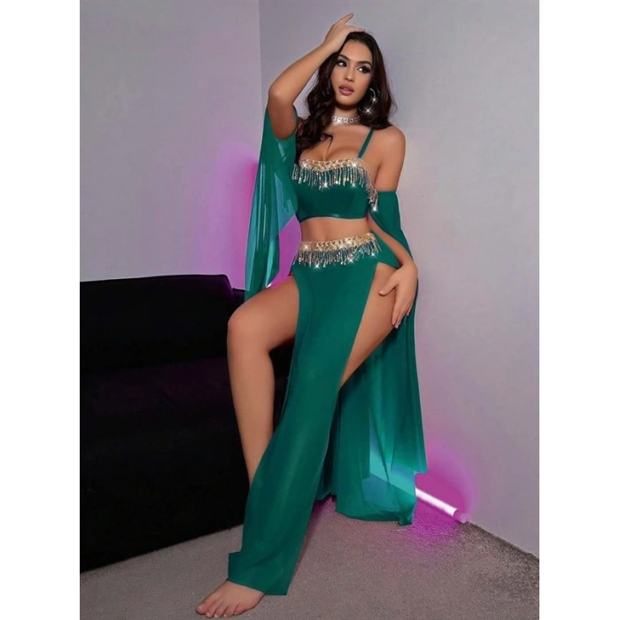 VipMarketim Özel Tasarım Yeşil Dansöz Kostümü