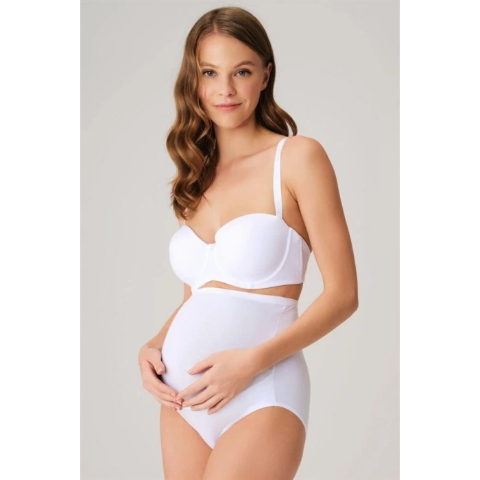 VipMarketim Pamuk Ve Modal Kumaş Yüksek Bel Beyaz Hamile Külodu