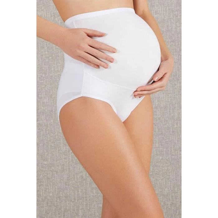 VipMarketim Pamuk Ve Modal Kumaş Yüksek Bel Beyaz Hamile Külodu
