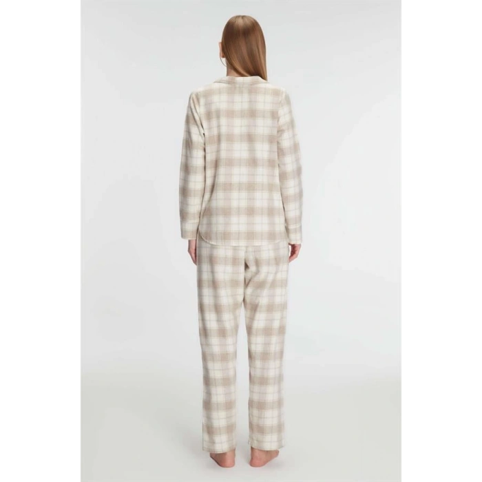 VipMarketim  Pamuklu Uzun Kol Gömlek Pantolon Pijama Takımı