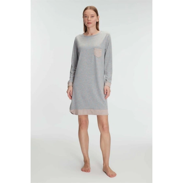 VipMarketim  Pamuklu Uzun Kollu Gecelik