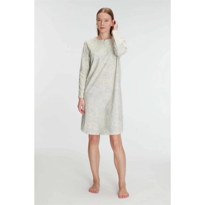 VipMarketim  Pamuklu Uzun Kollu Gecelik