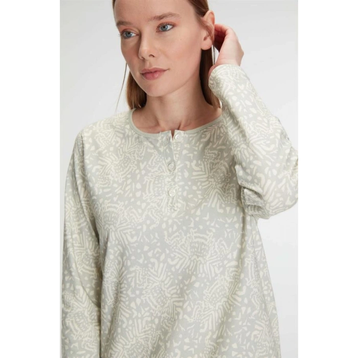 VipMarketim  Pamuklu Uzun Kollu Gecelik