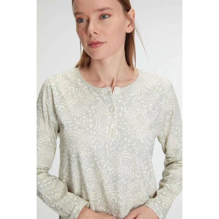 VipMarketim  Pamuklu Uzun Kollu Gecelik